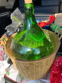 small Green carboy & swing top,beer & wine bottles 