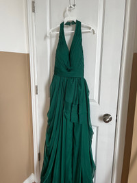 Custom Green V Neck Maxi Dress with Side Slit