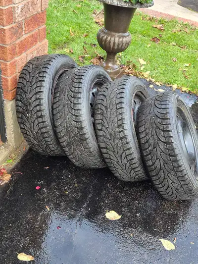 Winter tires 205/55/R16 on steel rims only used three season low KM. Came off GM five bolt / Pontiac...