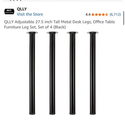 Adjustable 27.5 inch Tall Metal Desk Legs, View more