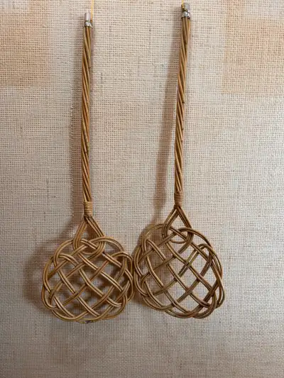 Vintage Woven Rattan Carpet Beater Rug Carpet Whip Dust Cleaner, View more
