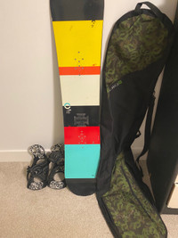 Snowboard with bag and bindings 