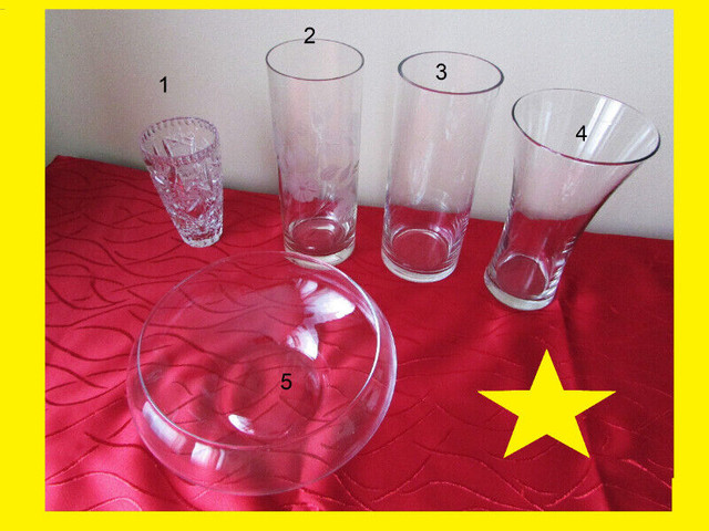 VASES EN VERRE TRANSPARENT – Lot de 5 dans Décoration intérieure et accessoires  à Longueuil/Rive Sud