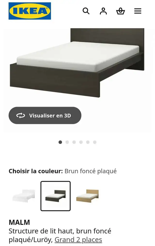 Structure de lit Queen Ikea MALM et ses 2 tables de nuit in Beds & Mattresses in Longueuil / South Shore - Image 2