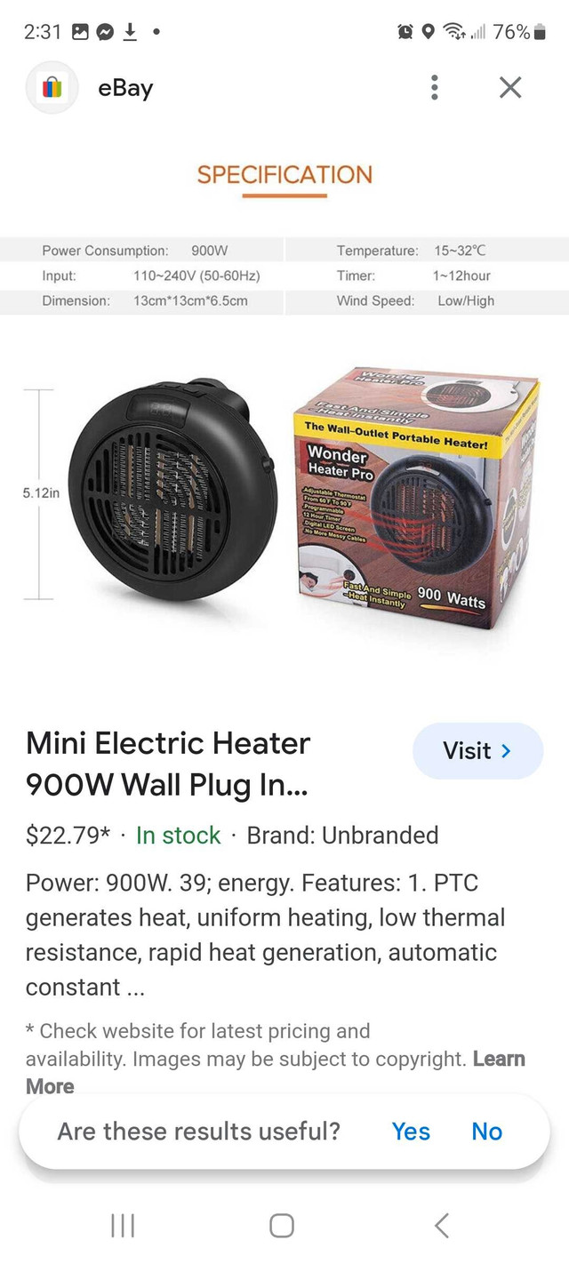 THE WALL OUTLET PORTABLE HEATER  in Other in Mississauga / Peel Region - Image 4