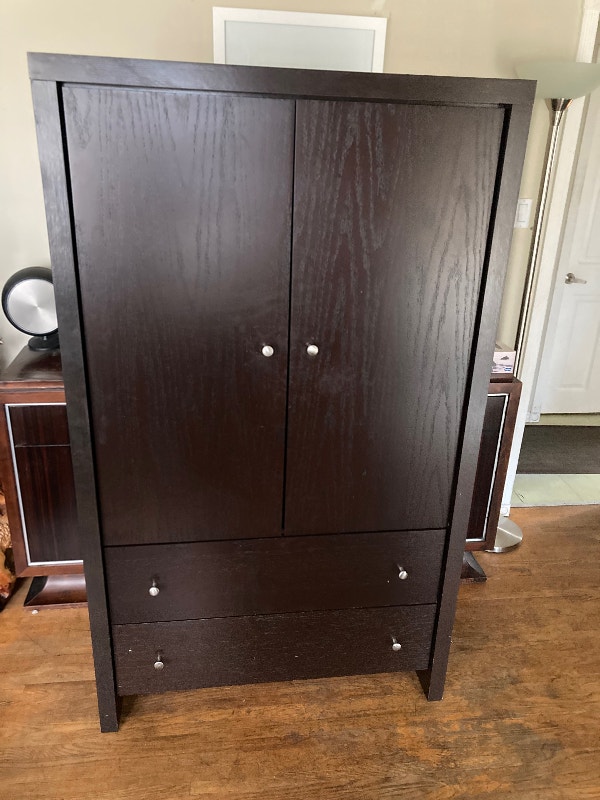 Nice dark brown armoire / wardrobe, wide hinges and 2 drawers Dressers & Wardrobes Edmonton