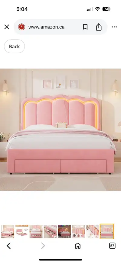 Grey Daphne upholstered Velvet Bed Frame with LED Lighting, View more