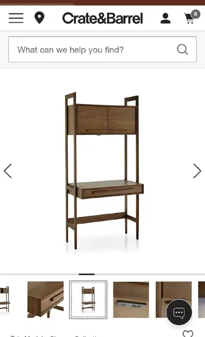 Crate & Barrel Tate Walnut desk cabinet and bookcase, View more