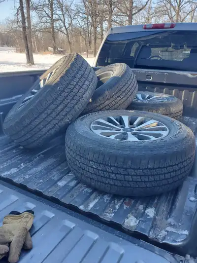 Tires full and balanced and have quite a bit wear left. Aluminum rims in great condition. Rims and t...