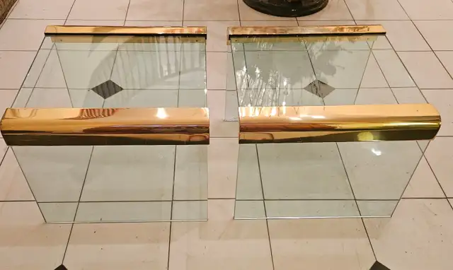 PAIR OF MCM BRASS AND GLASS SIDE TABLES BY LEON ROSEN FOR PACE in Other Tables in City of Toronto - Image 2