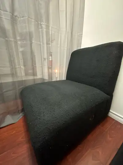 New black sherpa slipper chair. Two available, View more