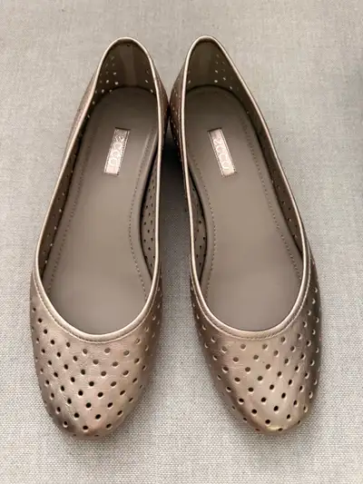 New Ecco gold leather flats, View more