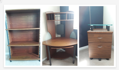 Corner Desk, Matching Bookshelf and File Cabinet/Printer Stand, View more