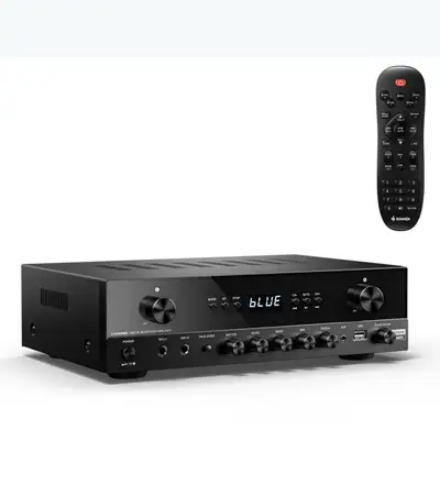Enjoy powerful sound and simple control with this versatile audio receiver. It offers seamless remot...