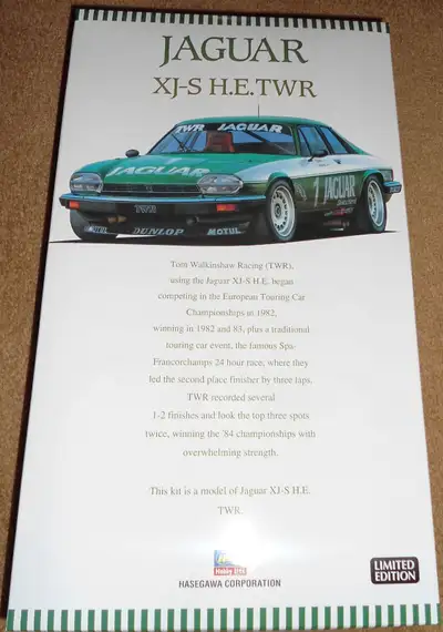 Hasegawa 1/24 Jaguar XJ-S H.E. TWR race car model. Features of this model included detailed interior...