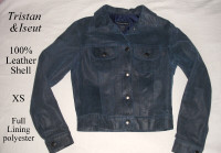 TRISTAN & ISEUT $45, 100%  LEATHER JACKET, BLUE, XS