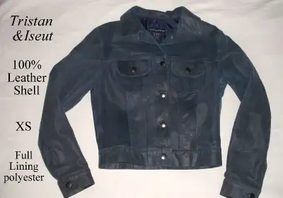TRISTAN & ISEUT $45, 100%  LEATHER JACKET, BLUE, XS, View more