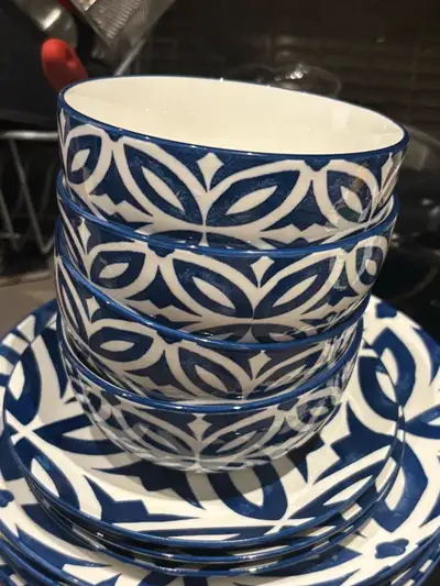 Blue & White Dinnerware Set – Bowls & Plates, View more