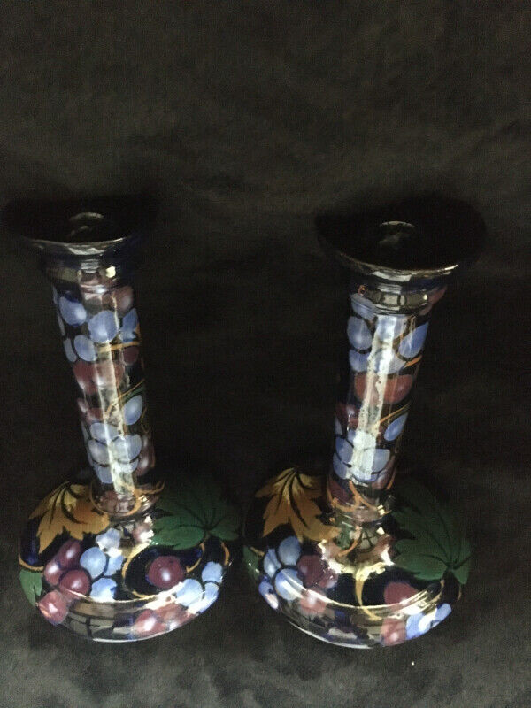 1920's Candlesticks-Grapevine Jacobean-Royal Cobalt Stanley Ware in Arts & Collectibles in City of Toronto - Image 4