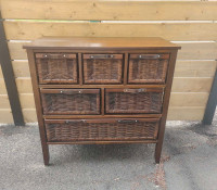 Wicker and Wood storage cabinet 