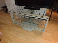 Glass metal TV stand