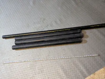 Three black pipes 3 ft long around 2 inch wide..$2 each One black longer one approx 1.3/4 inch wide....