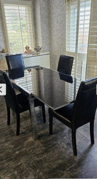 Glass and chrome kitchen dinning table