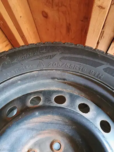 I am selling these pre-owned Dynamo Winter DW702 tires sized 205/55R16 91H, which come mounted on st...