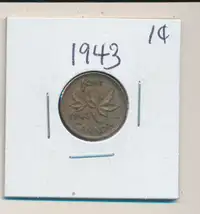 ORIGINAL RARE VINTAGE 1943 CANADIAN 1¢ KING GEORGE PENNY