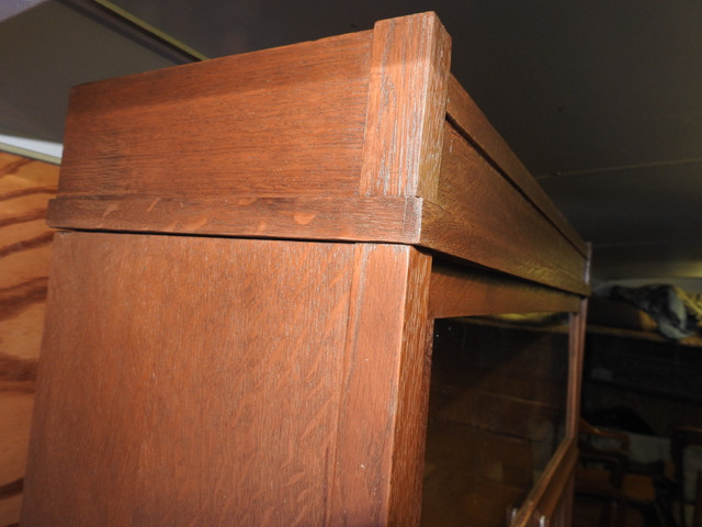 antique mission style barrister bookcase 4 large levels / drawer in Bookcases & Shelving Units in Hamilton - Image 3