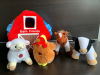 Plush Talking Farm Animals with Barn Carrier