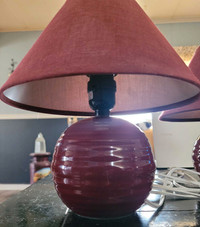 Set of 2 end-table lamps (burgundy) 