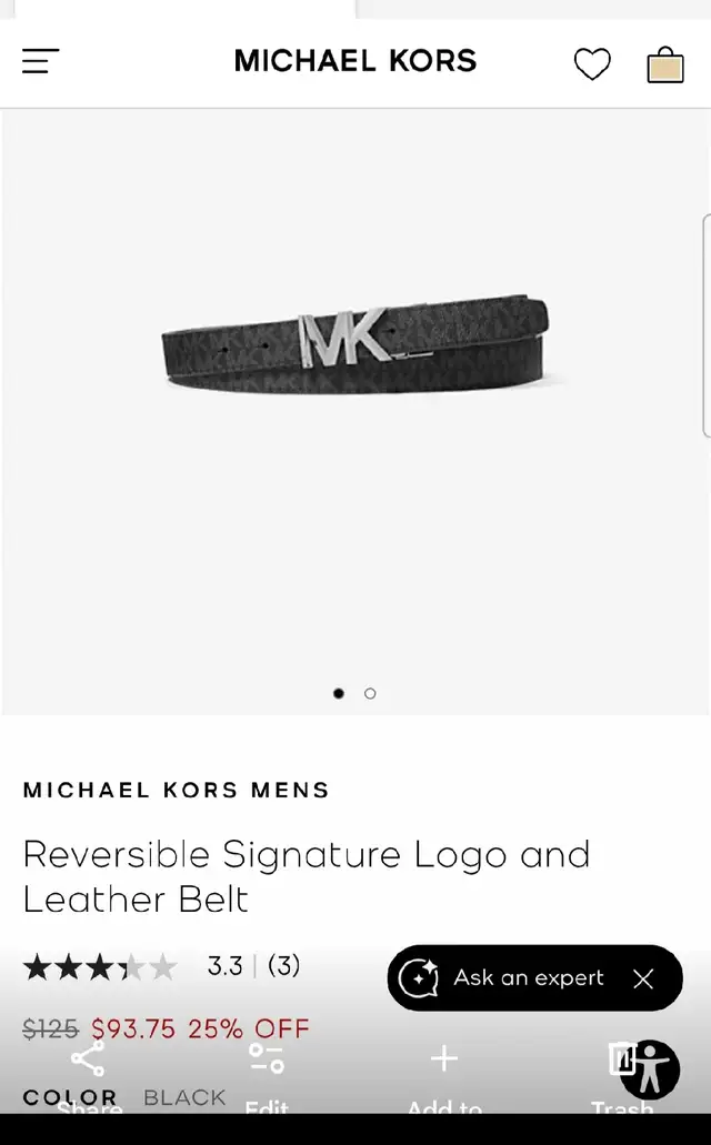 Authentic Micheal Kors Reversible Belt -New