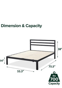 Queen size bed frame and 10 inch foam mattress