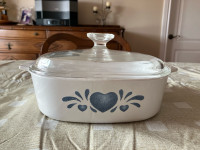 Corning Blue Hearts 2L Casserole Dish A-2-B with Pyrex Lid A-9-C
