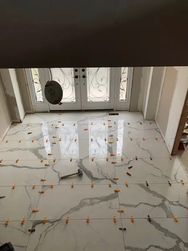 Tile installation floor and walls 