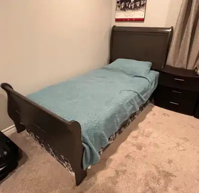 2 Single Sleigh Beds with Mattress, View more