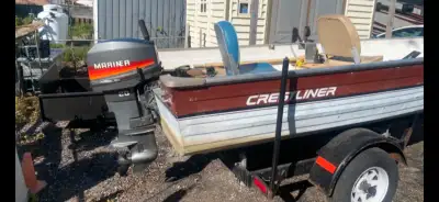 Selling my Crestliner boat, a sturdy vessel perfect for tranquil lake days! It's equipped with a rel...