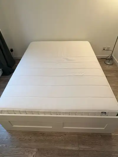 IKEA BRIMNES bed frame and VESTERÖY mattress - Queen size, View more