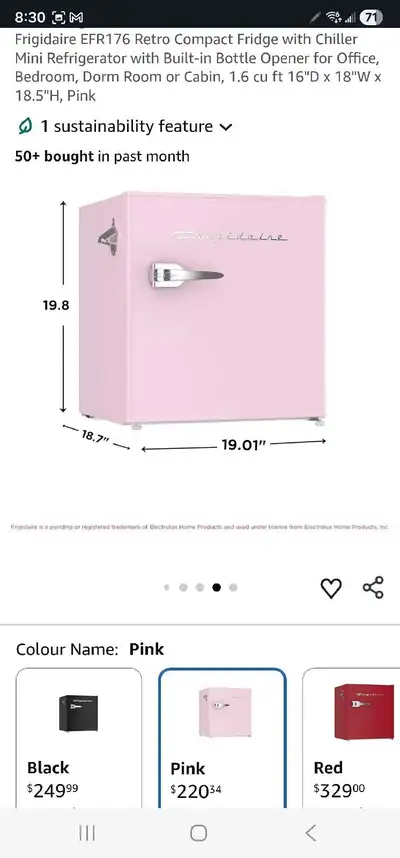 PINK RETRO MINI FRIDGE  1.6 cu ft. ON SALE, View more