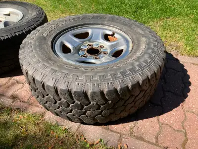 3 mismatched work truck tires and wheels Hankook Dynapro A/T Goodyear Wrangler Cooper Discovery A/T...