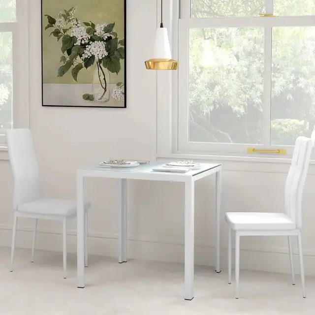 HOMCOM 3-Piece Rectangular Glass Kitchen Table and Chairs with M in Dining Tables & Sets in Markham / York Region - Image 9