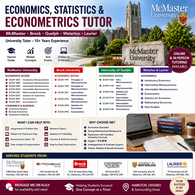 McMaster ECON Tutor | Econometrics | Statistics | Calculus561543192417423361