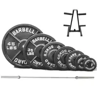 New olympic weight plates, bar, rack