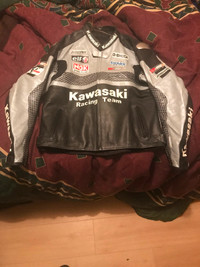 Leather motorcycle racing jacket