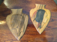 Two (2) Matching Hand Carved Wooden * Native Heads *