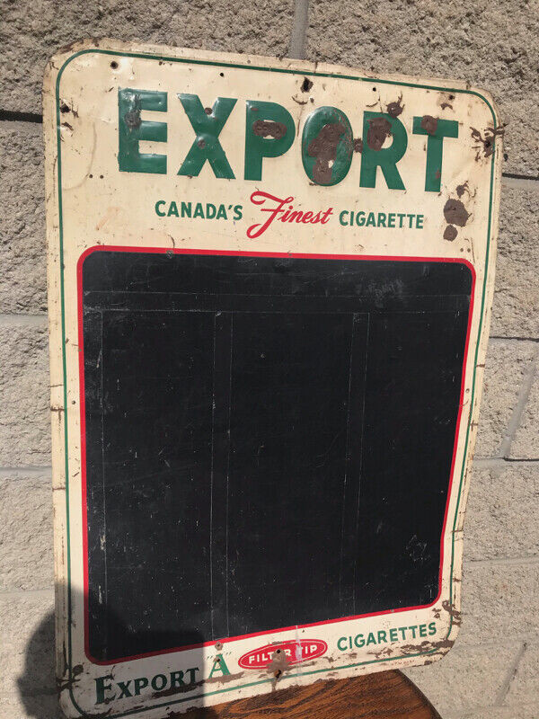 VINTAGE 1957 STMS EXPORT A CIGARETTE CHALKBOARD SIGN in Arts & Collectibles in Mississauga / Peel Region