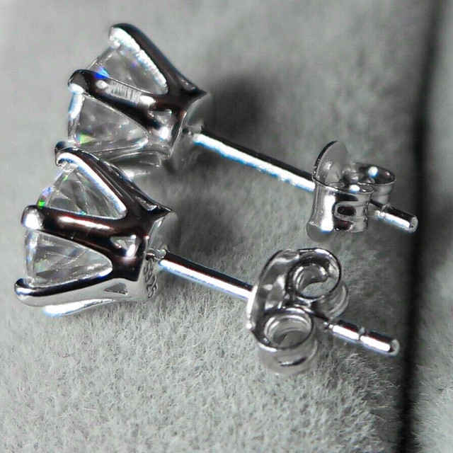 2 Carat Total Moissanite Diamond Earrings Studs in Jewellery & Watches in St. Albert - Image 3