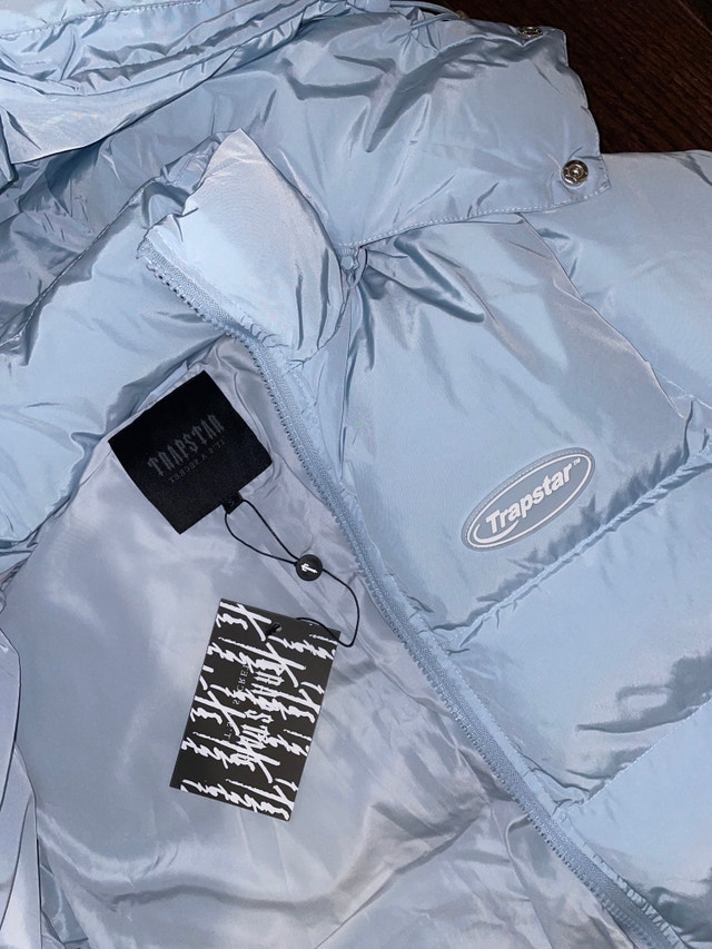 Trapstar Hyperdrive Detachable hooded Puffer Jacket Ice Blue Men's