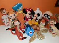 13 Disney Plush Toys - Mickey/Minnie, Finding Nemo, Incredibles,